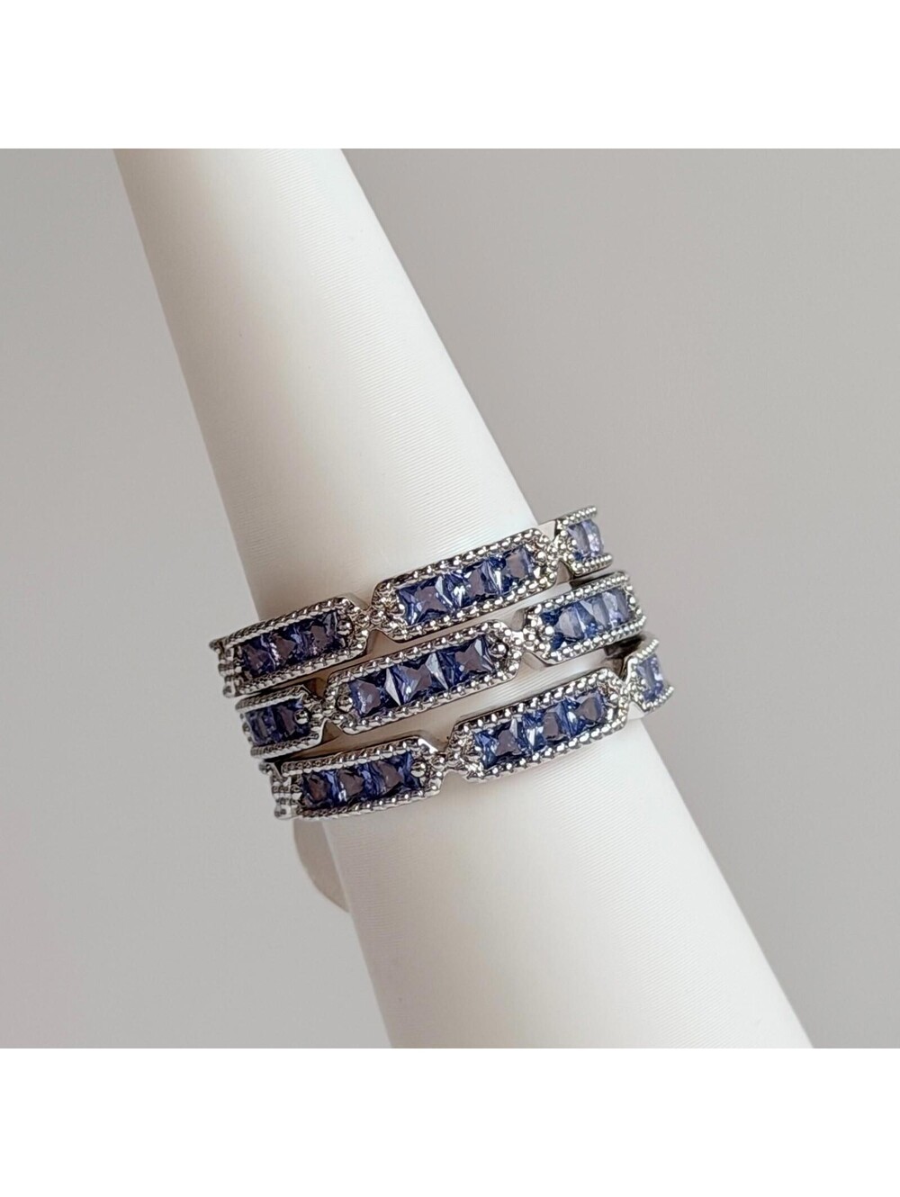 Bomb Party Farmhouse Unicorn 3x Ring Sz 6 RBP4927 Purple Topaz on Rhodium RETRO